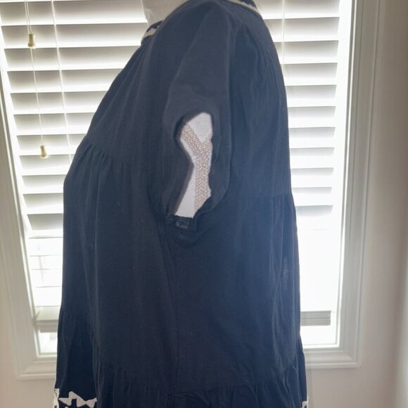 Roller Rabbit Black Embroidered Pamela 100% Cotton Tiered Mini Dress Size Small - Picture 12 of 13